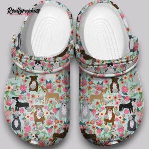 floral pitbull print clogs - unique pattern comfort shoes