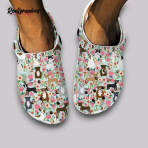 floral pitbull print clogs - unique pattern comfort shoes