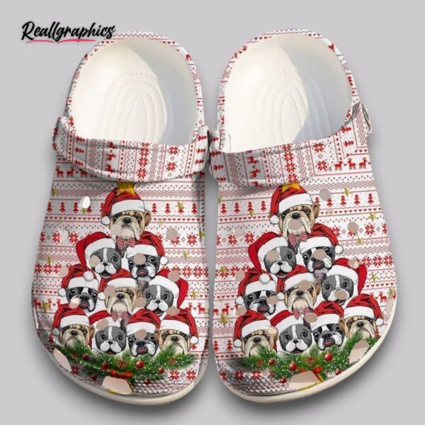 french bulldog christmas tree clogs - kids & adults