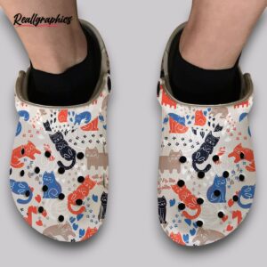 funny cat pattern clogs - cute seamless print shoes