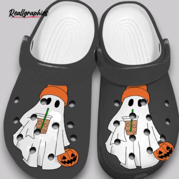 ghost coffee crocs - unisex classic clogs - spooky cute shoes