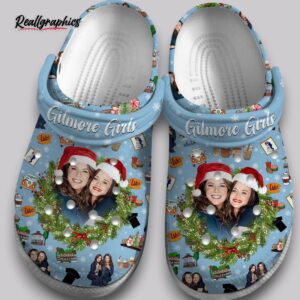 gilmore girls christmas crocs - blue holiday clogs