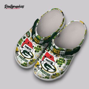 go pack go christmas crocs - packers holiday clogs