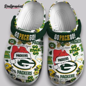go pack go christmas crocs - packers holiday clogs
