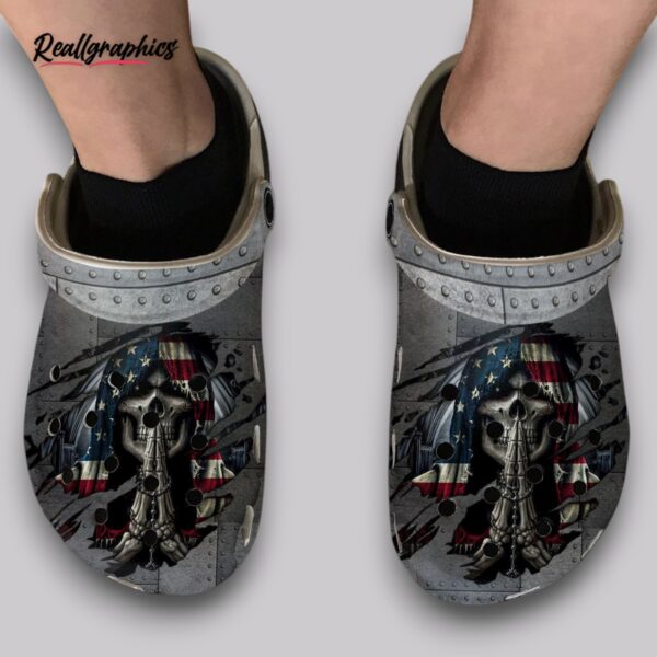 grim reaper american flag clogs - usa patriotic shoes