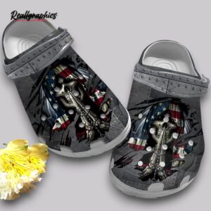 grim reaper american flag clogs - usa patriotic shoes