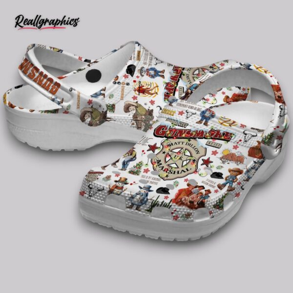gunsmoke christmas crocs - classic white clogs, western holiday shoes