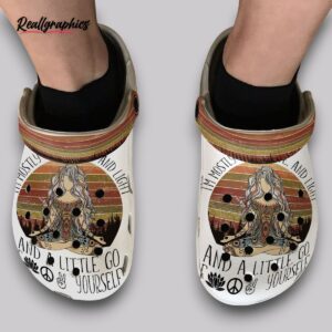 hippie clogs - love & happiness print - women's comfort shoes