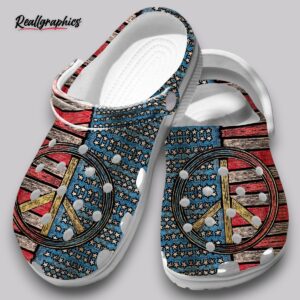 hippie clogs - usa flag peace sign design - patriotic shoes