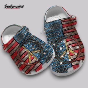 hippie clogs - usa flag peace sign design - patriotic shoes
