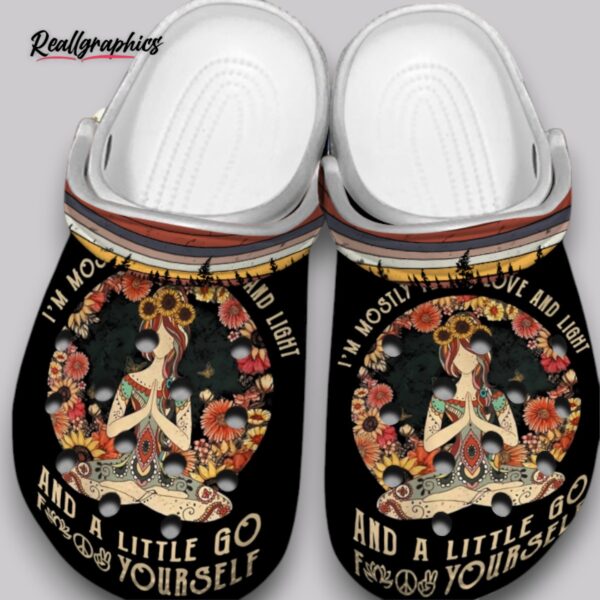 hippie flower clogs - women's peace sign shoes