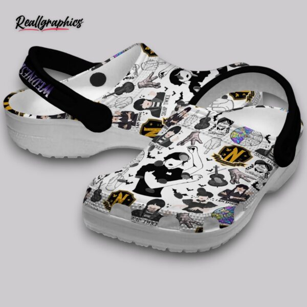 horror movie clogs - wednesday black & white print - kids & adults