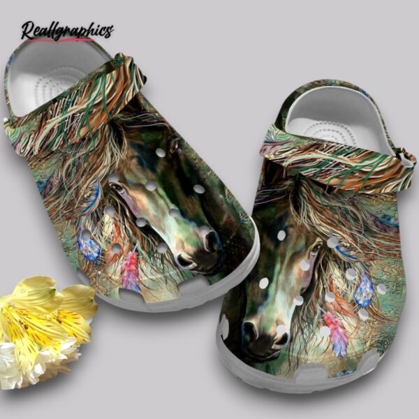 horse print clogs - colorful painted horses shoes