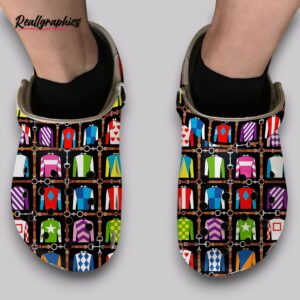 horse racing clogs - printed equestrian pattern shoes