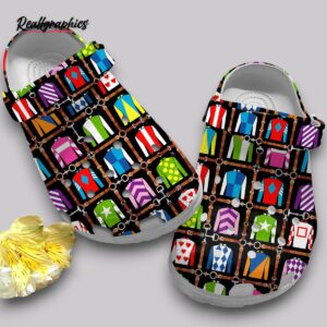 horse racing clogs - printed equestrian pattern shoes