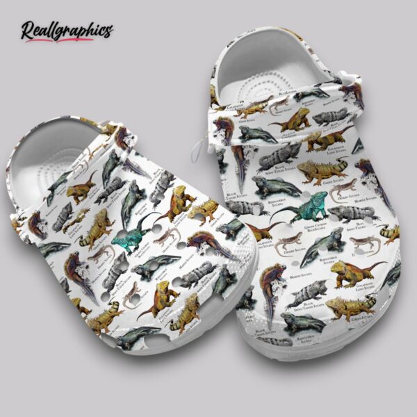 iguana print clogs - tropical reptile shoes