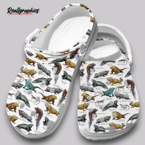 iguana print clogs - tropical reptile shoes