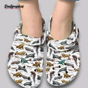 iguana print clogs - tropical reptile shoes