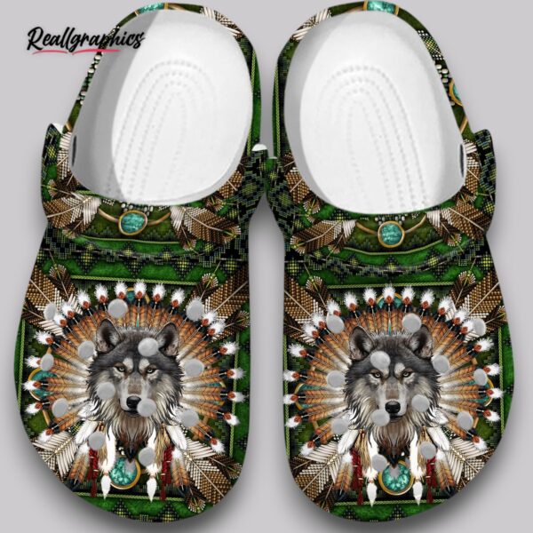 indigenous wolf print clogs - native style comfort shoes