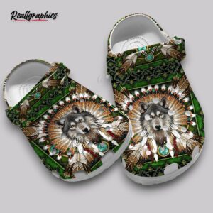 indigenous wolf print clogs - native style comfort shoes