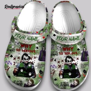 joker green clogs - personalized scary clown shoes kids & adults