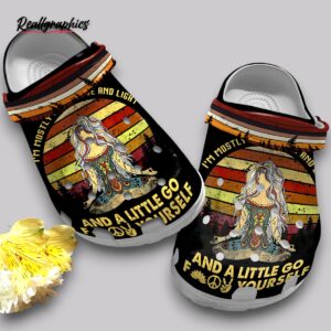 live love yoga clogs - hippie girl print