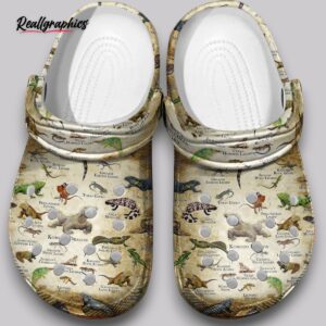 lizard print clogs - fun reptile shoes for women & men