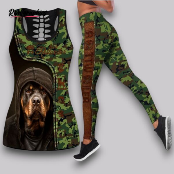 love rottweiler dog cool combo leggings and hollow tank top