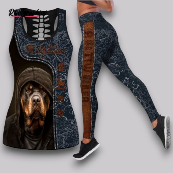 love rottweiler grey pattern combo leggings and hollow tank top