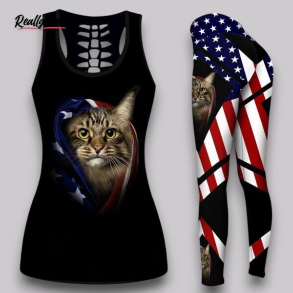 maine coon cat all over printed women’s tanktop leggings set