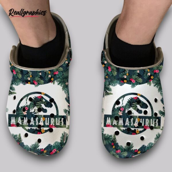 Mamasaurus Floral Clogs - Dinosaur Mom Garden Shoes