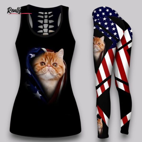 persian cat all over printed women’s tanktop leggings set