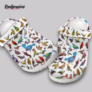 pigeon print clogs - unique bird design shoes