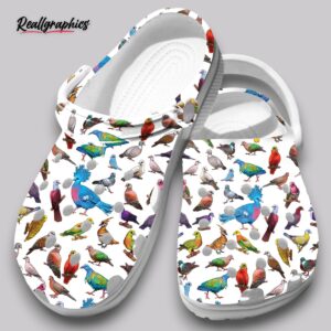 pigeon print clogs - unique bird design shoes