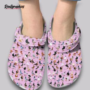 pink pigeon print clogs - women's comfortable slip on shoes