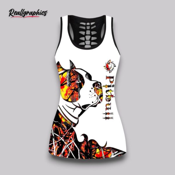 pitbull orange tattoos combo leggings and hollow tank top