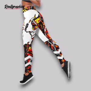 pitbull orange tattoos combo leggings and hollow tank top