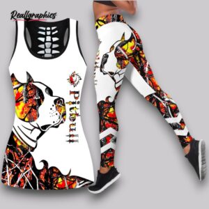 pitbull orange tattoos combo leggings and hollow tank top