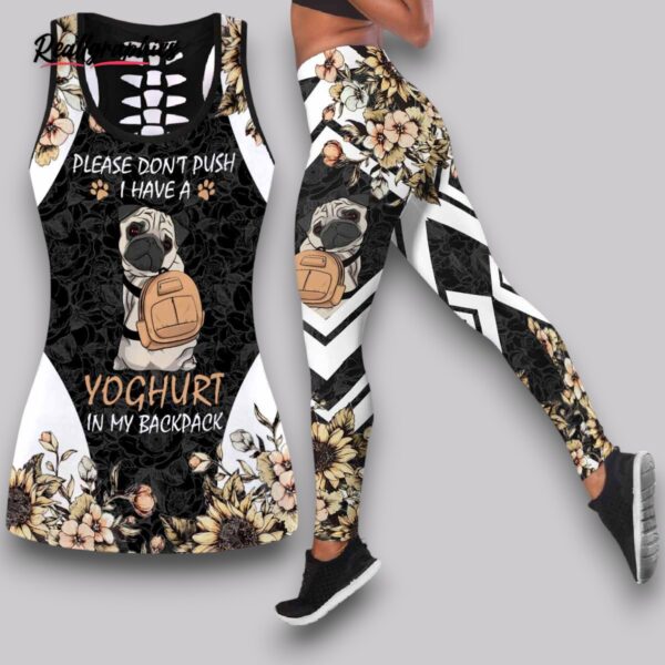 please don'rt push i have a yoghurt combo leggings and hollow tank top
