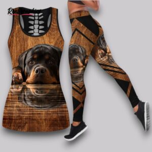rottweiler on the water combo leggings and hollow tank top