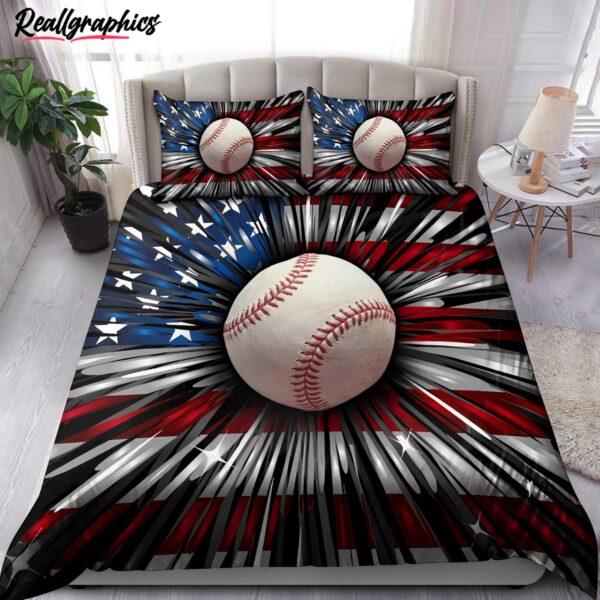 american flag & baseball bedding set