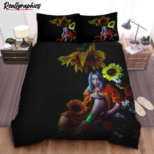 billie eilish & sunflowers in the dark image bedding set