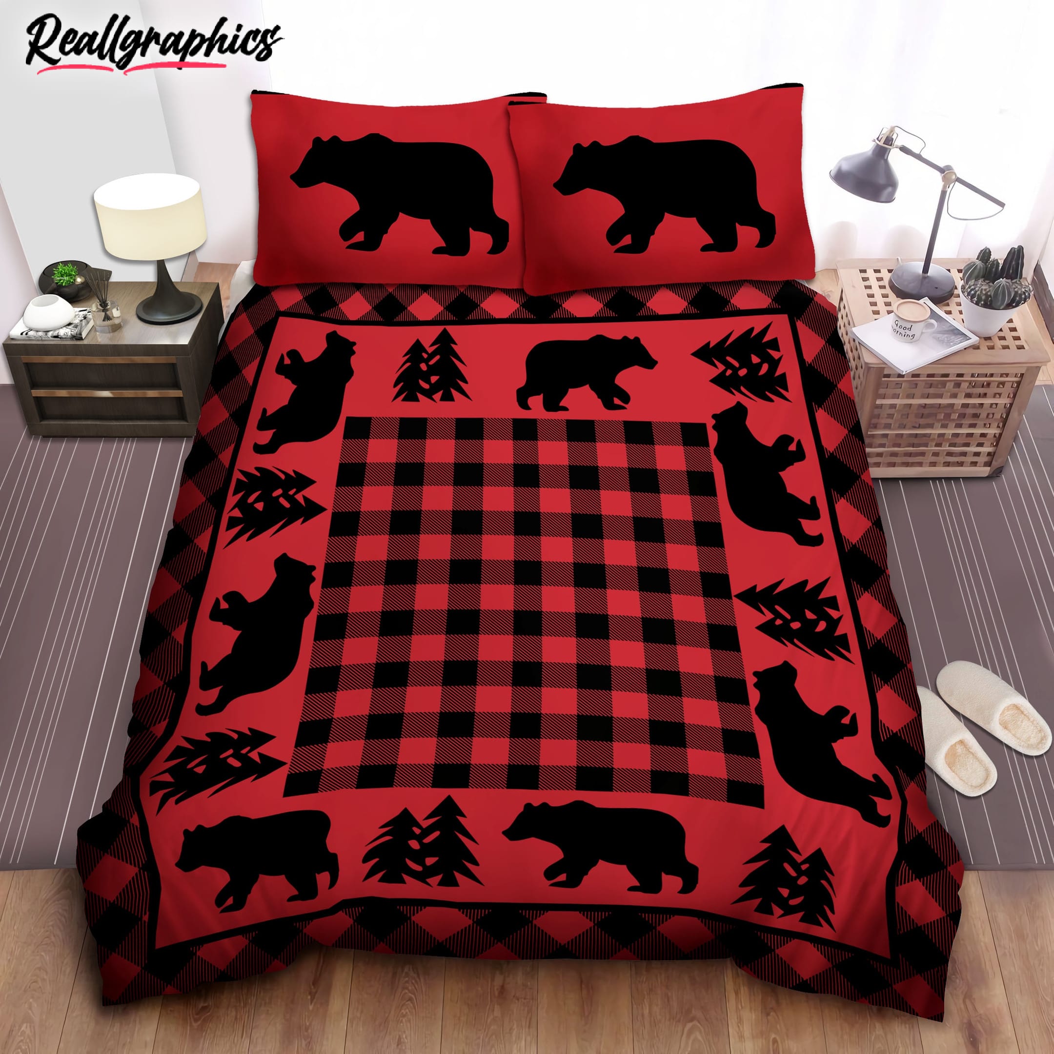 Black Bear Lodge Red Bedding Set Black Bear Lodge Red Bedding Set