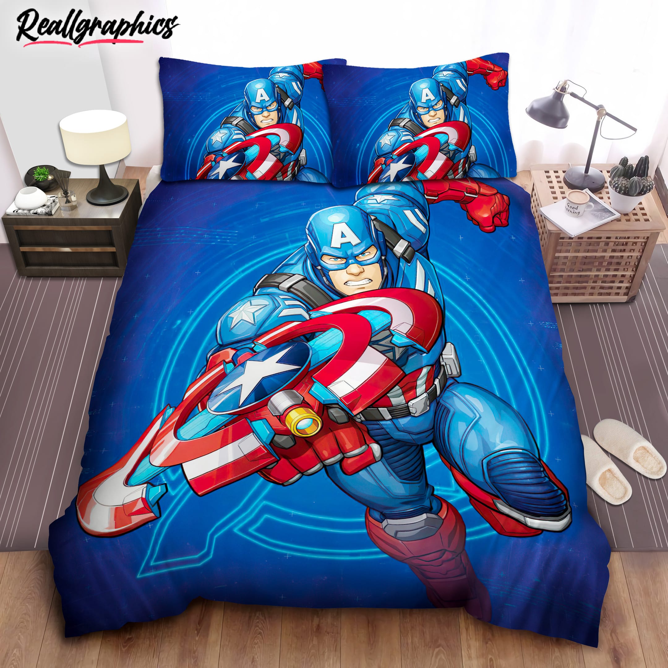 Captain America Comic-Inspired Bedding Set Captain America Comic-Inspired Bedding Set
