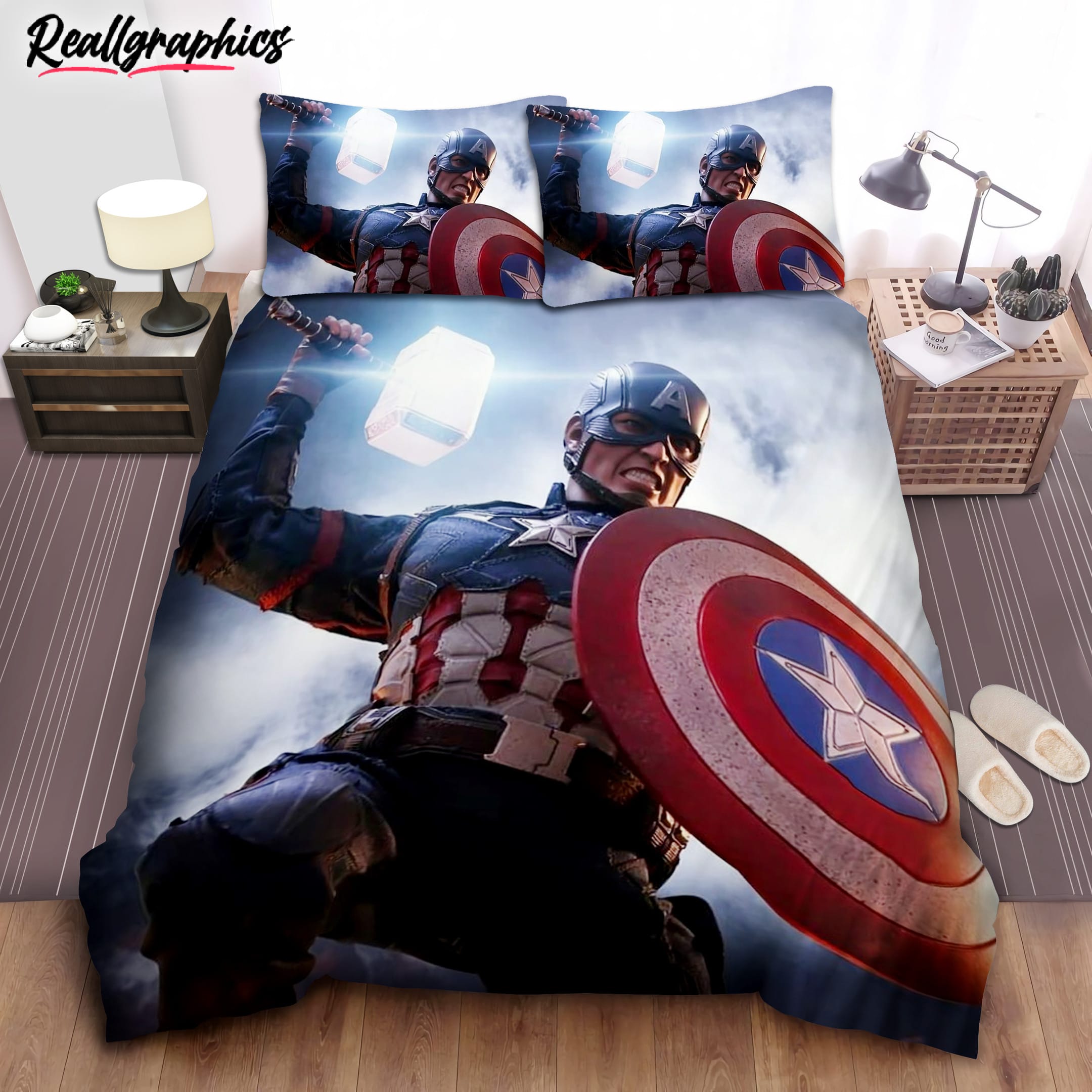 Captain America & Thor Hammer Bedding Set Captain America & Thor Hammer Bedding Set