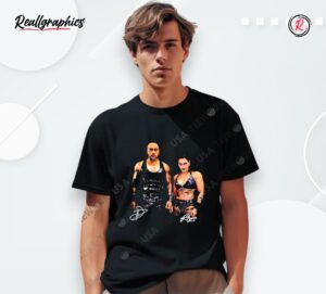damian priest and rhea ripley wwe tappedin autograph shirt