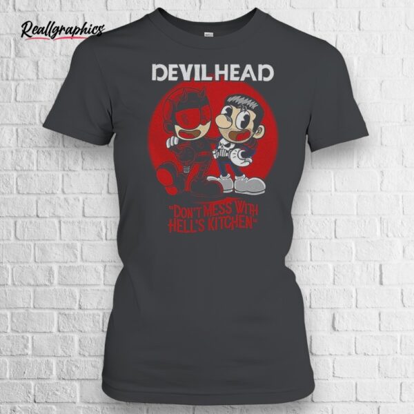daredevil and punisher x cuphead devilhead dont mess with hells kitchen shirt