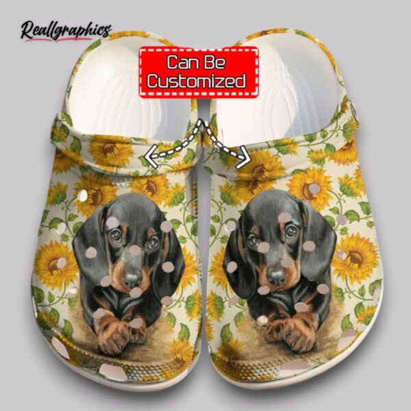 dog dachshund cute sunflower clog shoes for men and women