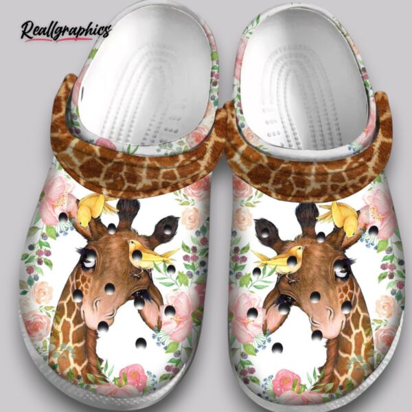 flower giraffe with bird cute animal gift for crocs comfy footwear