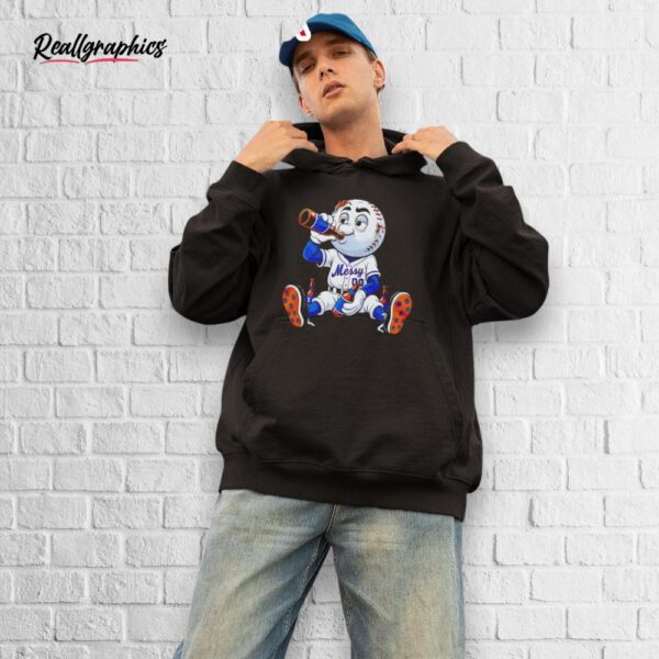new york mets messy mascot drink beer shirt